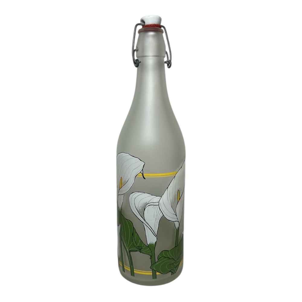 Vintage Cerve Mount Vernon Frosted Glass Bottle Calla Lily Design